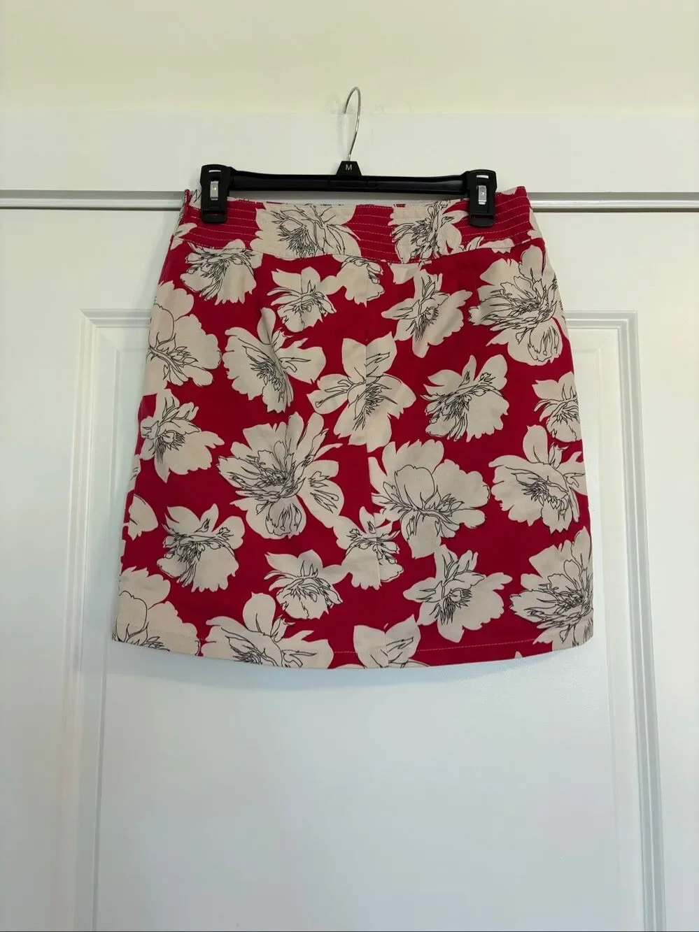 Vintage Ann Taylor Raspberry Floral Mini Skirt Y2K 90s High Waist Size 2